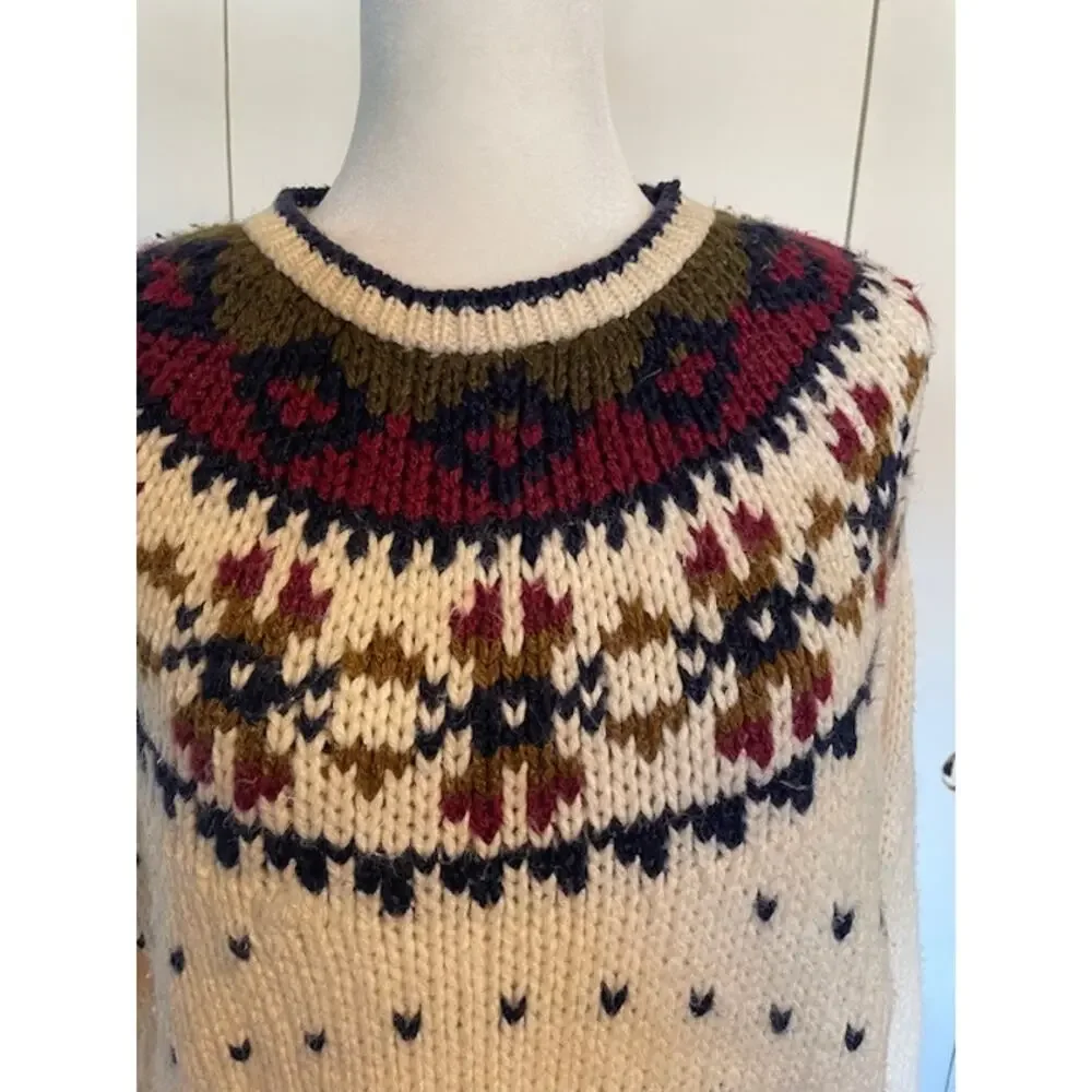 Vintage Nuggets Fairisle Style Sweater‎ Cream Women Size Large